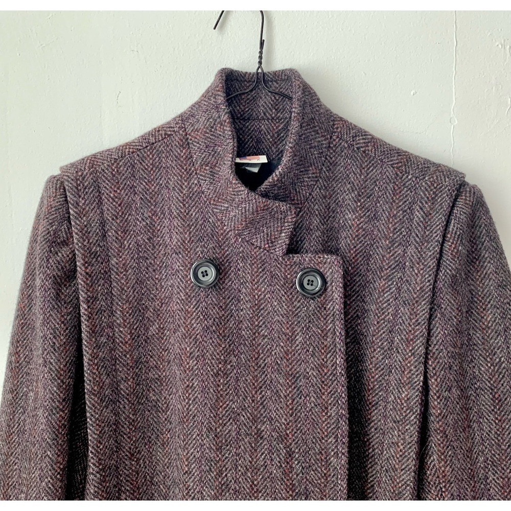 vintage 70s/80s 100% wool mauve, purple & brown tweed pea coat